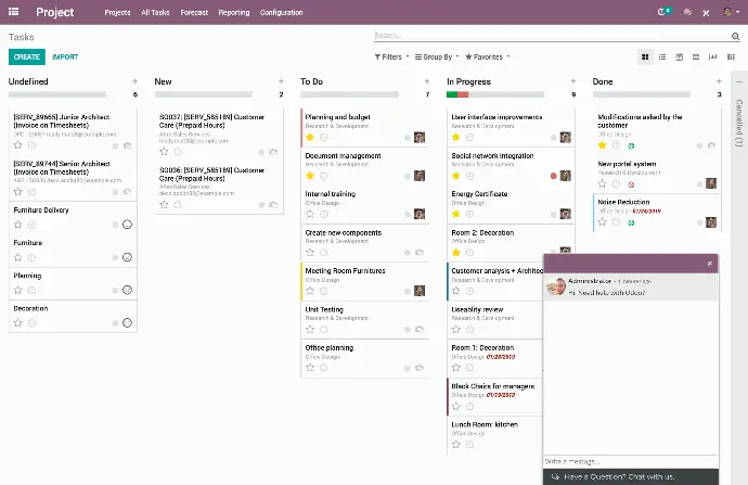 Odoo Project — управління задачами Kanban та робочими процесами команди